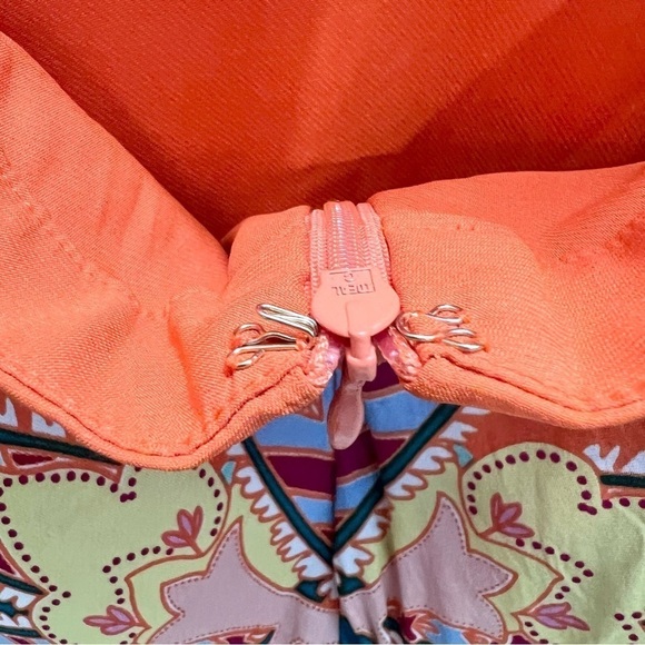 MARCIANO silk orange colourful print cut out mini dress 10 - Picture 14 of 16